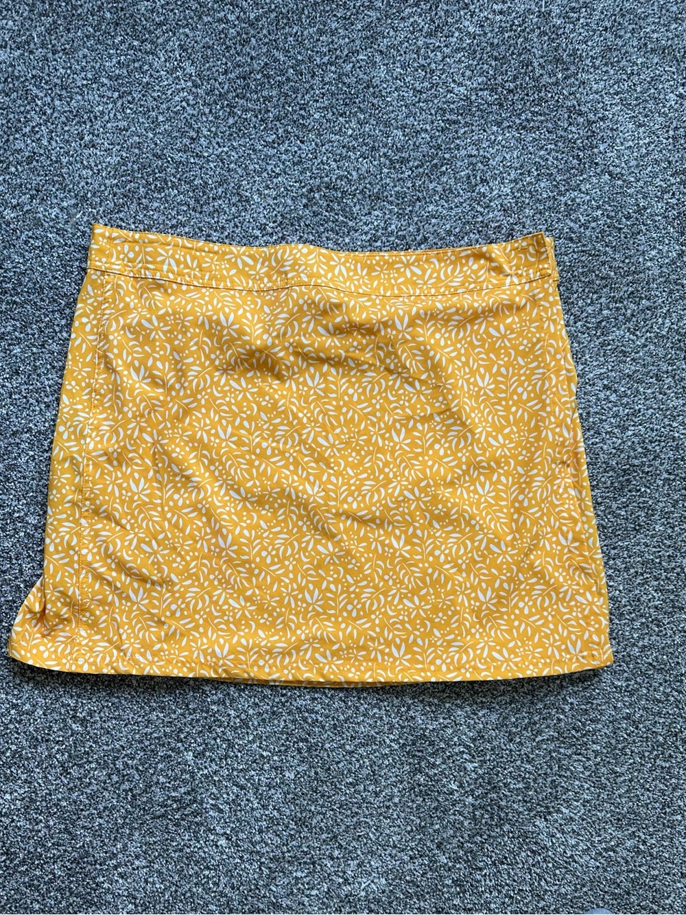 Yellow Printed RipSkirt Skirt with White Leaf Motif